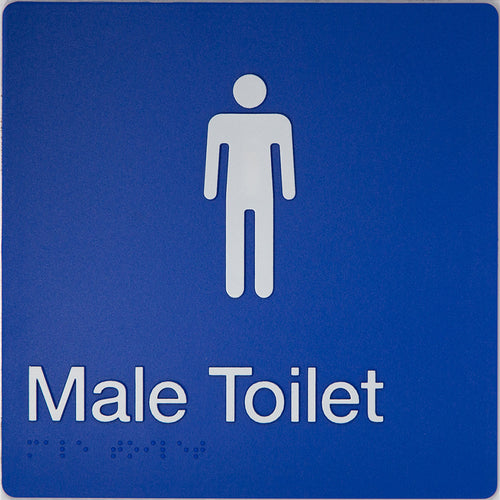 Male Toilet Sign With Braille (Blue/White) - IMG 1