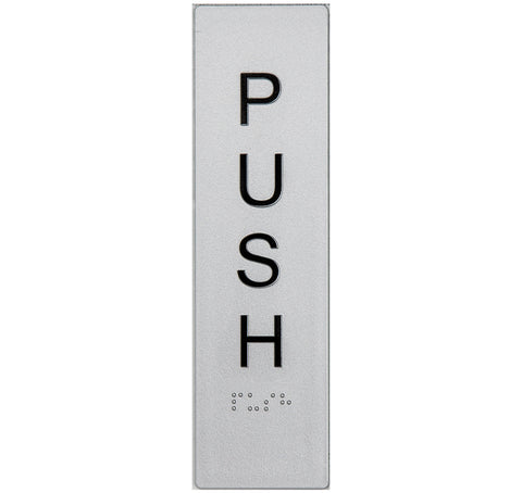 Braille Pull Sign Vertical (Silver)