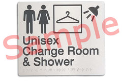 Sample Custom Braille Signs - Unisex Change Room & Shower